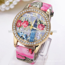 2015 new fashion hot sale flower rhinestone lady watch